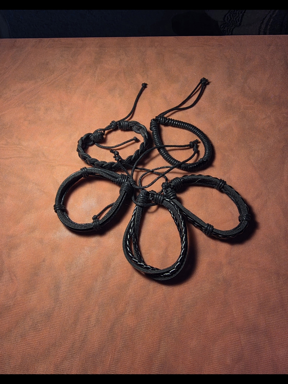 Black Braided Adjustable Leather Bracelet - Men Accessories